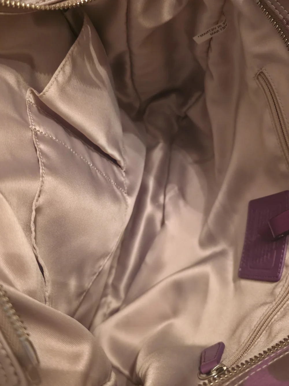 Coach Signature Tote Bag in Beige and Purple